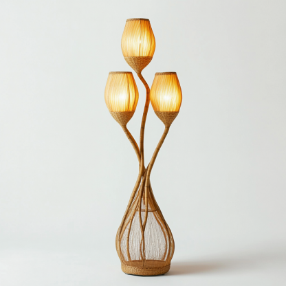 Wabi-sabi style rattan floor lamp, homestay hotel model room decorative item, Zen, Japanese and Chinese retro style - Image 8