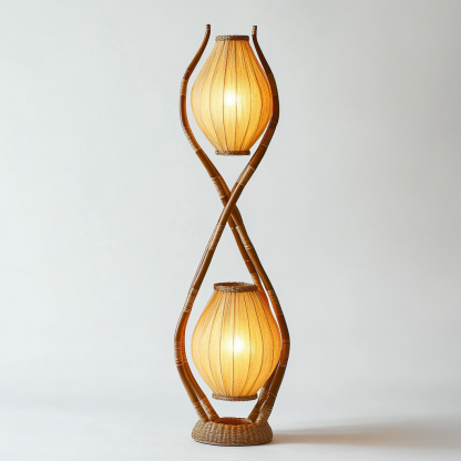 Wabi-sabi style rattan floor lamp, homestay hotel model room decorative item, Zen, Japanese and Chinese retro style - Image 7