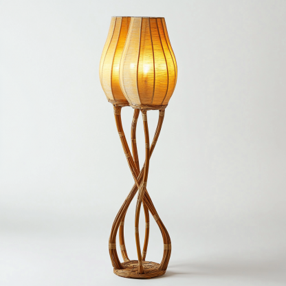 Wabi-sabi style rattan floor lamp, homestay hotel model room decorative item, Zen, Japanese and Chinese retro style - Image 6