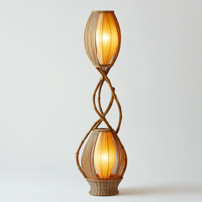 Wabi-sabi style rattan floor lamp, homestay hotel model room decorative item, Zen, Japanese and Chinese retro style - Image 9