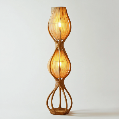 Wabi-sabi style rattan floor lamp, homestay hotel model room decorative item, Zen, Japanese and Chinese retro style - Image 8