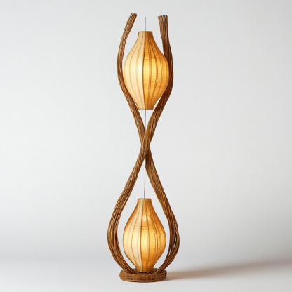 Wabi-sabi style rattan floor lamp, homestay hotel model room decorative item, Zen, Japanese and Chinese retro style - Image 7
