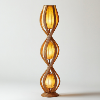 Wabi-sabi style rattan floor lamp, homestay hotel model room decorative item, Zen, Japanese and Chinese retro style