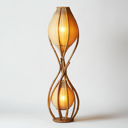 Wabi-sabi style rattan floor lamp, homestay hotel model room decorative item, Zen, Japanese and Chinese retro style - Image 5