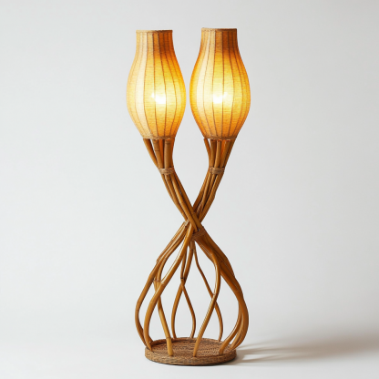 Wabi-sabi style rattan floor lamp, homestay hotel model room decorative item, Zen, Japanese and Chinese retro style - Image 4