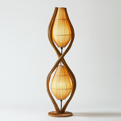 Wabi-sabi style rattan floor lamp, homestay hotel model room decorative item, Zen, Japanese and Chinese retro style - Image 3