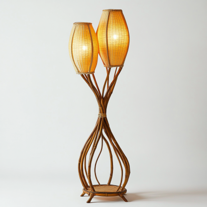 Wabi-sabi style rattan floor lamp, homestay hotel model room decorative item, Zen, Japanese and Chinese retro style - Image 2