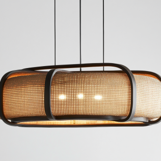 Chinese-style restaurant, bar counter, living room, Southeast Asian creative and simple solid wood, rattan and bamboo woven lamps