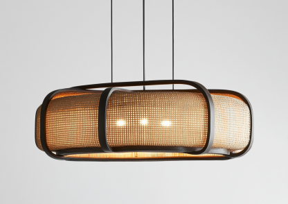 Chinese-style restaurant, bar counter, living room, Southeast Asian creative and simple solid wood, rattan and bamboo woven lamps