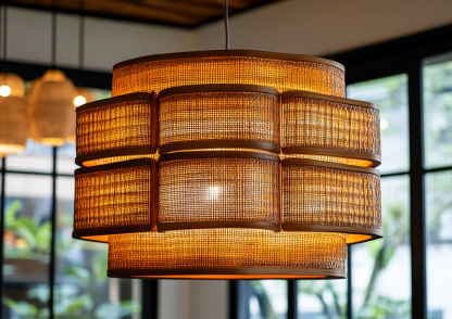Wabi-sabi style restaurant rattan woven chandelier, Japanese retro store restaurant hot pot restaurant lamp, Zen guesthouse tea room lamp - Image 9
