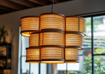 Wabi-sabi style restaurant rattan woven chandelier, Japanese retro store restaurant hot pot restaurant lamp, Zen guesthouse tea room lamp - Image 5