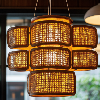 Creative lamps, Southeast Asian restaurant chandeliers, rattan inns, tea houses, bar counters, tatami MATS, bedroom creative bamboo weaving lamps