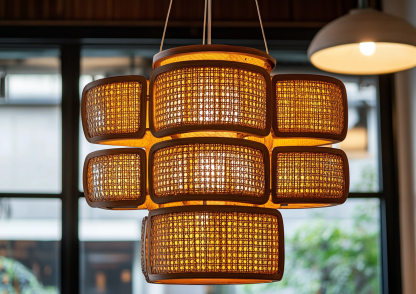 Creative lamps, Southeast Asian restaurant chandeliers, rattan inns, tea houses, bar counters, tatami MATS, bedroom creative bamboo weaving lamps