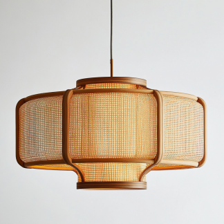 Wabi-sabi style restaurant rattan woven chandelier, Japanese retro store restaurant hot pot restaurant lamp, Zen guesthouse tea room lamp