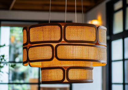 Japanese-style chandeliers, hand-woven lamps, dining room, bar counter, living room, Southeast Asian creative and simple bedroom, dining room, bamboo woven lamps - Image 9