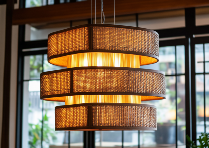 Japanese-style chandeliers, hand-woven lamps, dining room, bar counter, living room, Southeast Asian creative and simple bedroom, dining room, bamboo woven lamps - Image 8