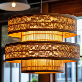 Japanese-style chandeliers, hand-woven lamps, dining room, bar counter, living room, Southeast Asian creative and simple bedroom, dining room, bamboo woven lamps