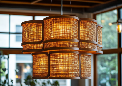Japanese-style chandeliers, hand-woven lamps for dining rooms, bars, living rooms, bedrooms and restaurants, bamboo woven lamps - Image 9