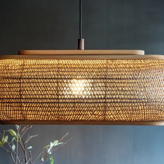 Japanese-style chandeliers, hand-woven lamps, dining room, bar counter, living room, Southeast Asian creative and simple bedroom, dining room, bamboo woven lamps