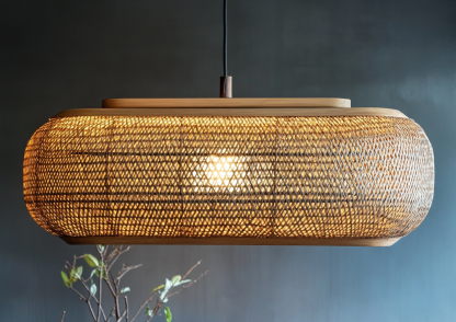 Japanese-style chandeliers, hand-woven lamps, dining room, bar counter, living room, Southeast Asian creative and simple bedroom, dining room, bamboo woven lamps