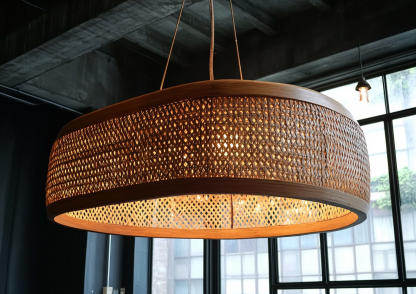 Japanese-style chandeliers, hand-woven lamps, dining room, bar counter, living room, Southeast Asian creative and simple bedroom, dining room, bamboo woven lamps - Image 7