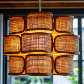 Wabi-sabi style rattan chandelier for living room, dining room, bedroom, study, tea room, homestay and hotel decoration