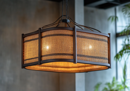 Japanese-style chandeliers, hand-woven lamps, dining room, bar counter, living room, Southeast Asian creative and simple bedroom, dining room, bamboo woven lamps - Image 9