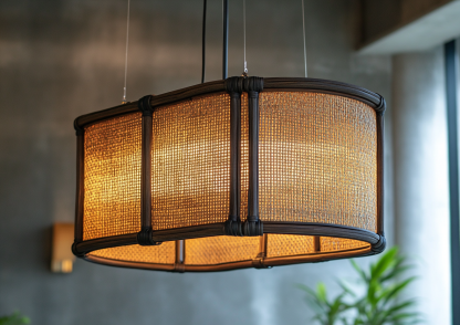Japanese-style chandeliers, hand-woven lamps, dining room, bar counter, living room, Southeast Asian creative and simple bedroom, dining room, bamboo woven lamps - Image 8