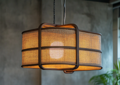 Japanese-style chandeliers, hand-woven lamps, dining room, bar counter, living room, Southeast Asian creative and simple bedroom, dining room, bamboo woven lamps - Image 6