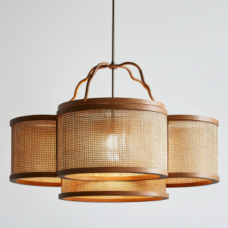 Wabi-sabi style restaurant rattan woven chandelier, Japanese retro store restaurant hot pot restaurant lamp, Zen guesthouse tea room lamp