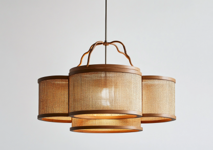 Wabi-sabi style restaurant rattan woven chandelier, Japanese retro store restaurant hot pot restaurant lamp, Zen guesthouse tea room lamp