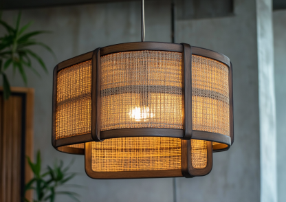 Japanese-style chandeliers, hand-woven lamps, dining room, bar counter, living room, Southeast Asian creative and simple bedroom, dining room, bamboo woven lamps - Image 9