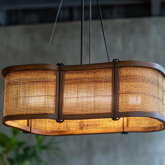 Japanese-style chandeliers, hand-woven lamps, dining room, bar counter, living room, Southeast Asian creative and simple bedroom, dining room, bamboo woven lamps