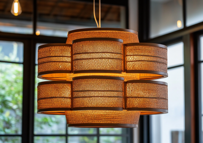 Wabi-sabi style restaurant rattan woven chandelier, Japanese retro store restaurant hot pot restaurant lamp, Zen guesthouse tea room lamp - Image 5