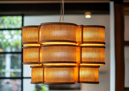 Wabi-sabi style restaurant rattan woven chandelier, Japanese retro store restaurant hot pot restaurant lamp, Zen guesthouse tea room lamp - Image 4