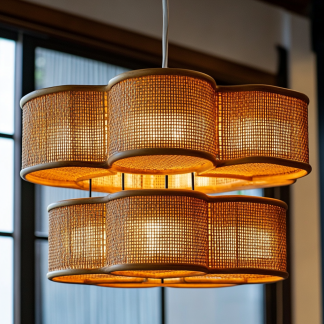 Wabi-sabi style restaurant rattan woven chandelier, Japanese retro store restaurant hot pot restaurant lamp, Zen guesthouse tea room lamp