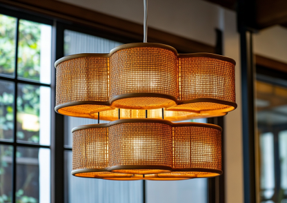 Wabi-sabi style restaurant rattan woven chandelier, Japanese retro store restaurant hot pot restaurant lamp, Zen guesthouse tea room lamp