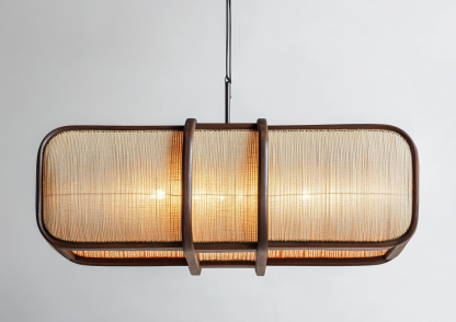 Japanese-style chandeliers, hand-woven lamps, dining room, bar counter, living room, Southeast Asian creative and simple bedroom, dining room, bamboo woven lamps - Image 5