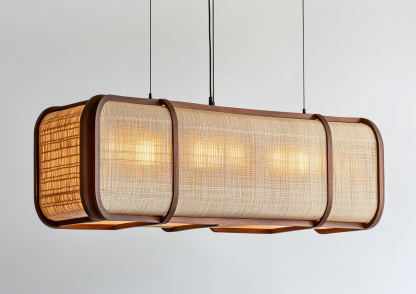 Japanese-style chandeliers, hand-woven lamps, dining room, bar counter, living room, Southeast Asian creative and simple bedroom, dining room, bamboo woven lamps - Image 4