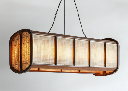 Japanese-style chandeliers, hand-woven lamps, dining room, bar counter, living room, Southeast Asian creative and simple bedroom, dining room, bamboo woven lamps - Image 2