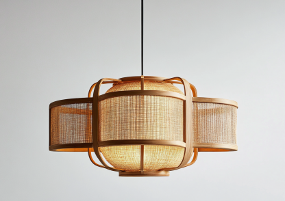 Japanese-style chandeliers, hand-woven lamps, dining room, bar counter, living room, Southeast Asian creative and simple bedroom, dining room, bamboo woven lamps - Image 5