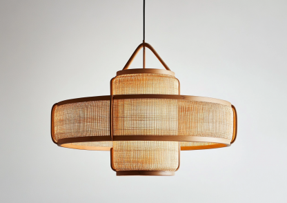Japanese-style chandeliers, hand-woven lamps, dining room, bar counter, living room, Southeast Asian creative and simple bedroom, dining room, bamboo woven lamps - Image 3