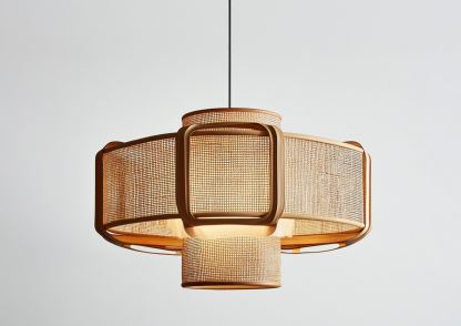 Japanese-style chandeliers, hand-woven lamps, dining room, bar counter, living room, Southeast Asian creative and simple bedroom, dining room, bamboo woven lamps - Image 2