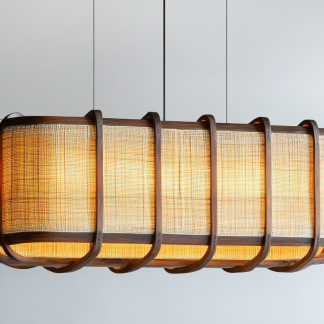Wabi-sabi style rattan chandelier, dining room bar counter, living room, Southeast Asian creative and simple bedroom, dining room, bamboo weaving lamps