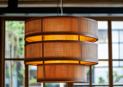 Japanese-style chandeliers, hand-woven lamps, dining room, bar counter, living room, Southeast Asian creative and simple bedroom, dining room, bamboo woven lamps - Image 4