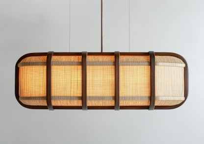 Japanese-style chandeliers, hand-woven lamps, dining room, bar counter, living room, Southeast Asian creative and simple bedroom, dining room, bamboo woven lamps - Image 5