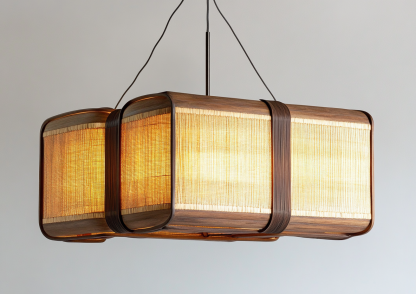 Japanese-style chandeliers, hand-woven lamps, dining room, bar counter, living room, Southeast Asian creative and simple bedroom, dining room, bamboo woven lamps - Image 2