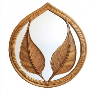 French retro rattan leaf wall decoration, entrance mirror, bedroom makeup mirror, and decorative mirror for homestays and hotels