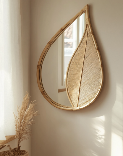 Wabi-sabi style rattan makeup mirror, home bedroom dressing table mirror, guesthouse, hotel and club - Image 9