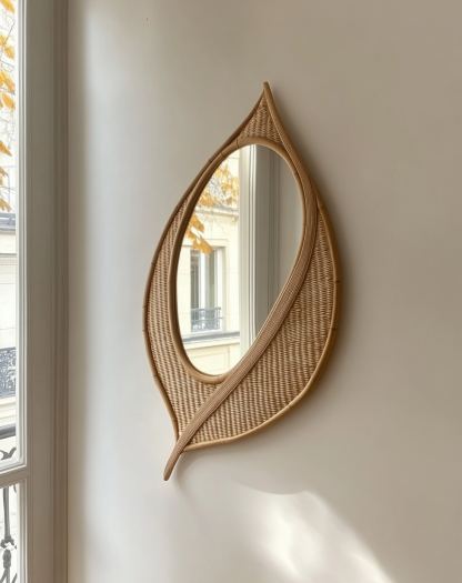 Wabi-sabi style rattan makeup mirror, home bedroom dressing table mirror, guesthouse, hotel and club - Image 8